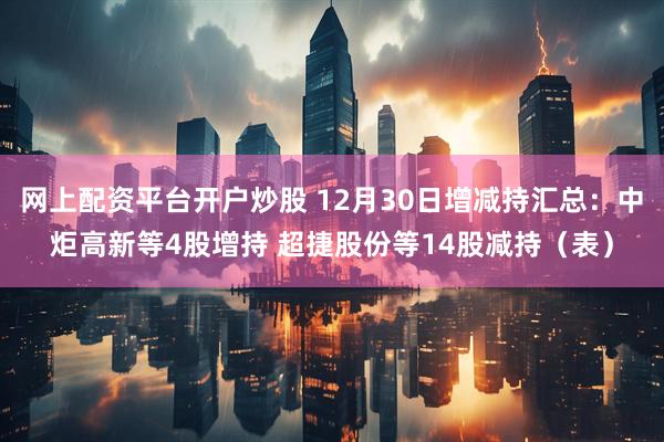 网上配资平台开户炒股 12月30日增减持汇总：中炬高新等4股增持 超捷股份等14股减持（表）
