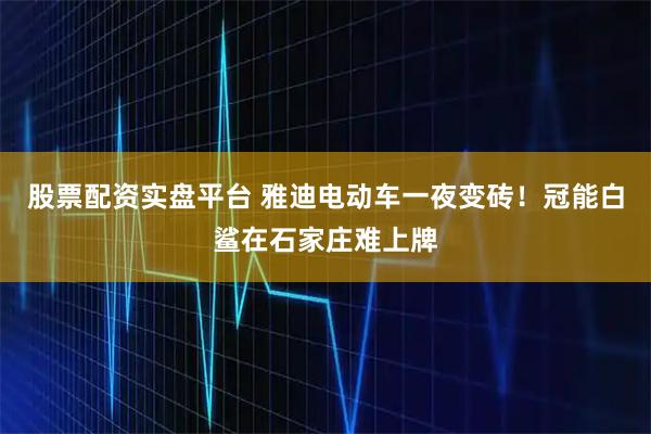 股票配资实盘平台 雅迪电动车一夜变砖!冠能白鲨在石家庄难上牌